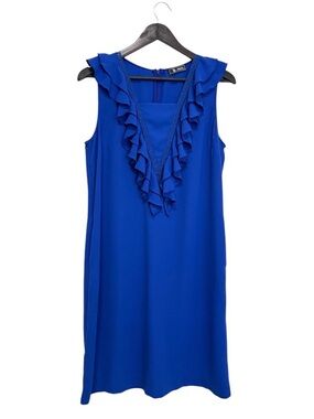 Sinequanone Blue Ruffle Neck Sleeveless Mini Dress